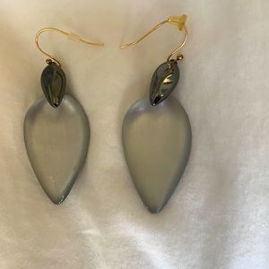 Alexis Bittar Earrings - Gray Two-Toned Teardrops